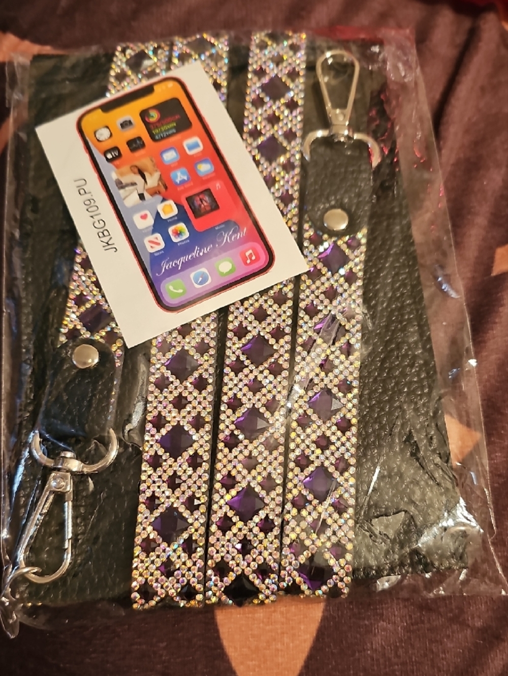 Amethyst Purple Crystal Phone Purse - Royal Ice Style - Picture 3 of 4